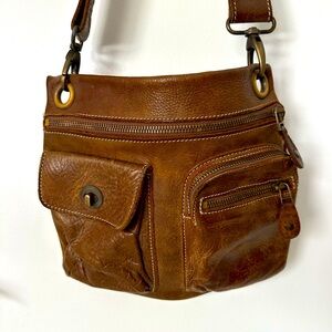 Roots Brown Leather Crossbody Bag